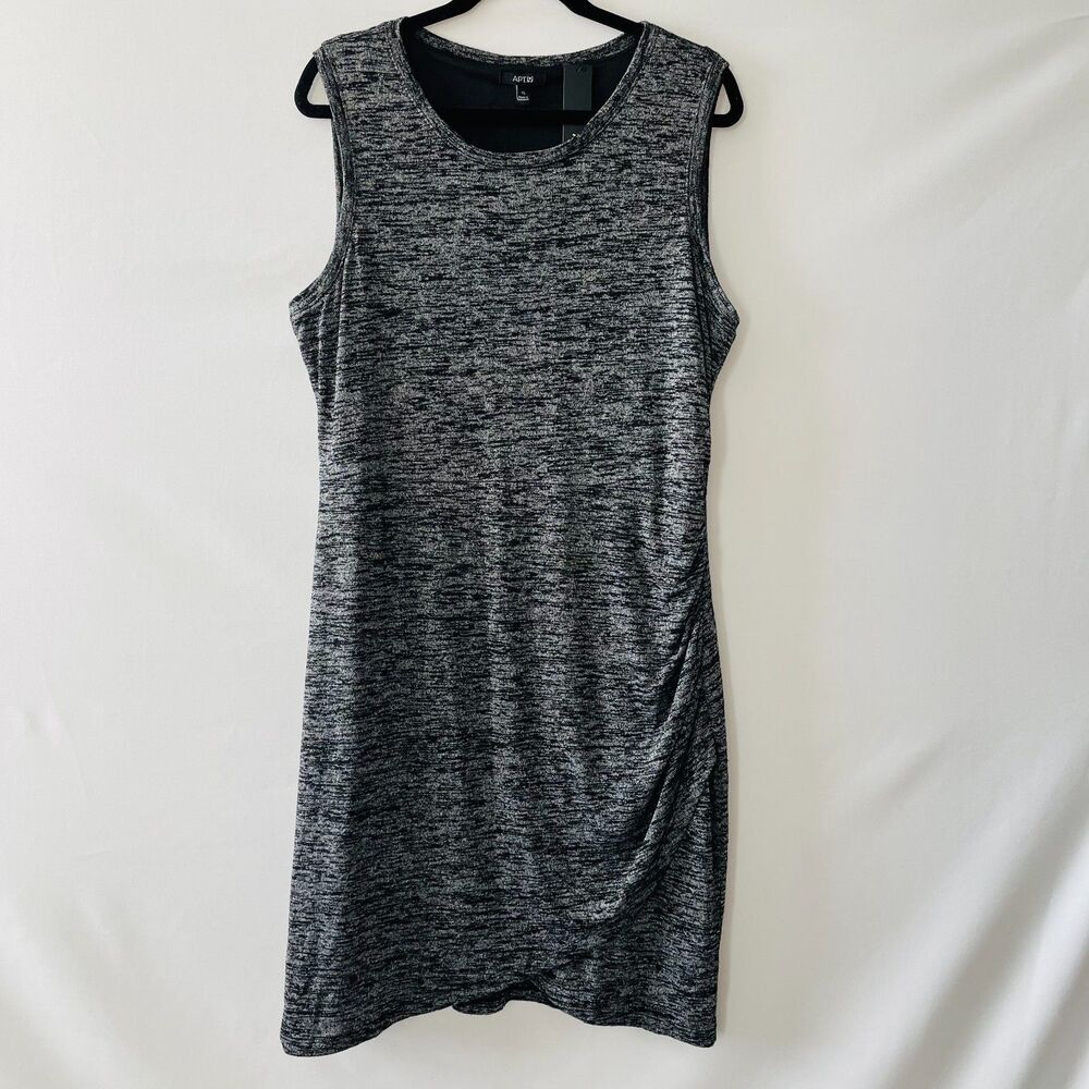 NWT Apt. 9 Womens Black Marled Sleeveless Snit Faux Wrap Dress Size XL